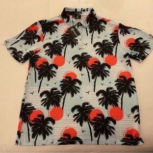 Men's Tropical Sunset Palm Tree Print Shirt XL